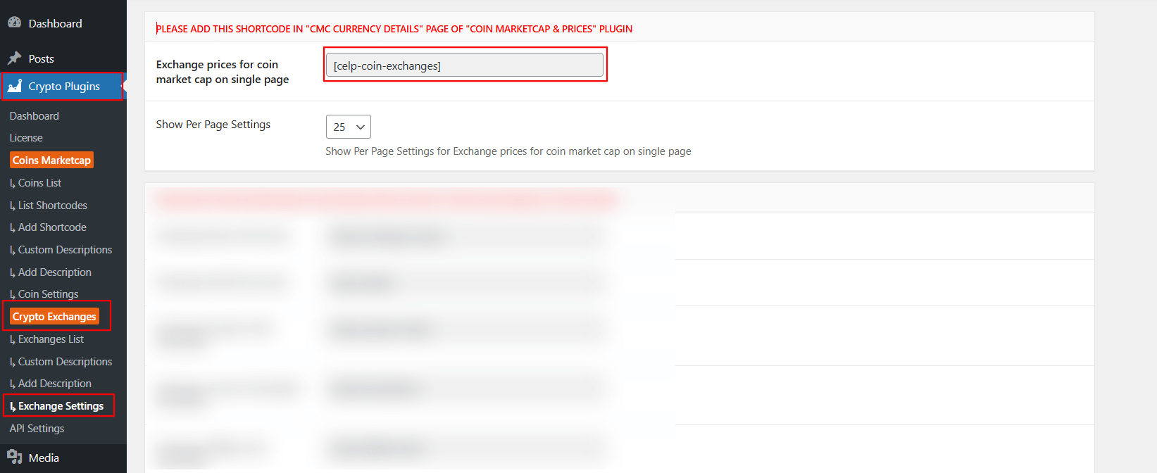 coins marketcap single page exchange shortcode